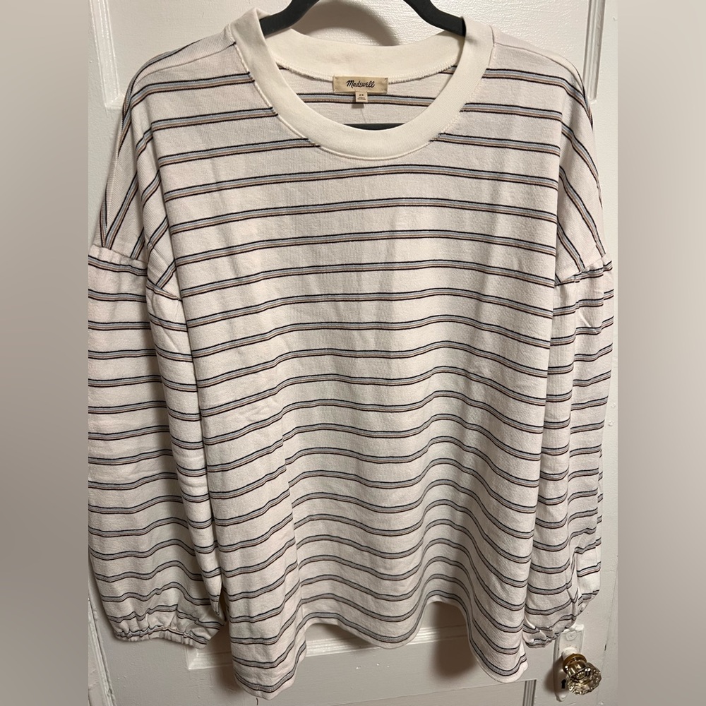 Madewell- Plus Cotton Long-Sleeve Tee in Stripe